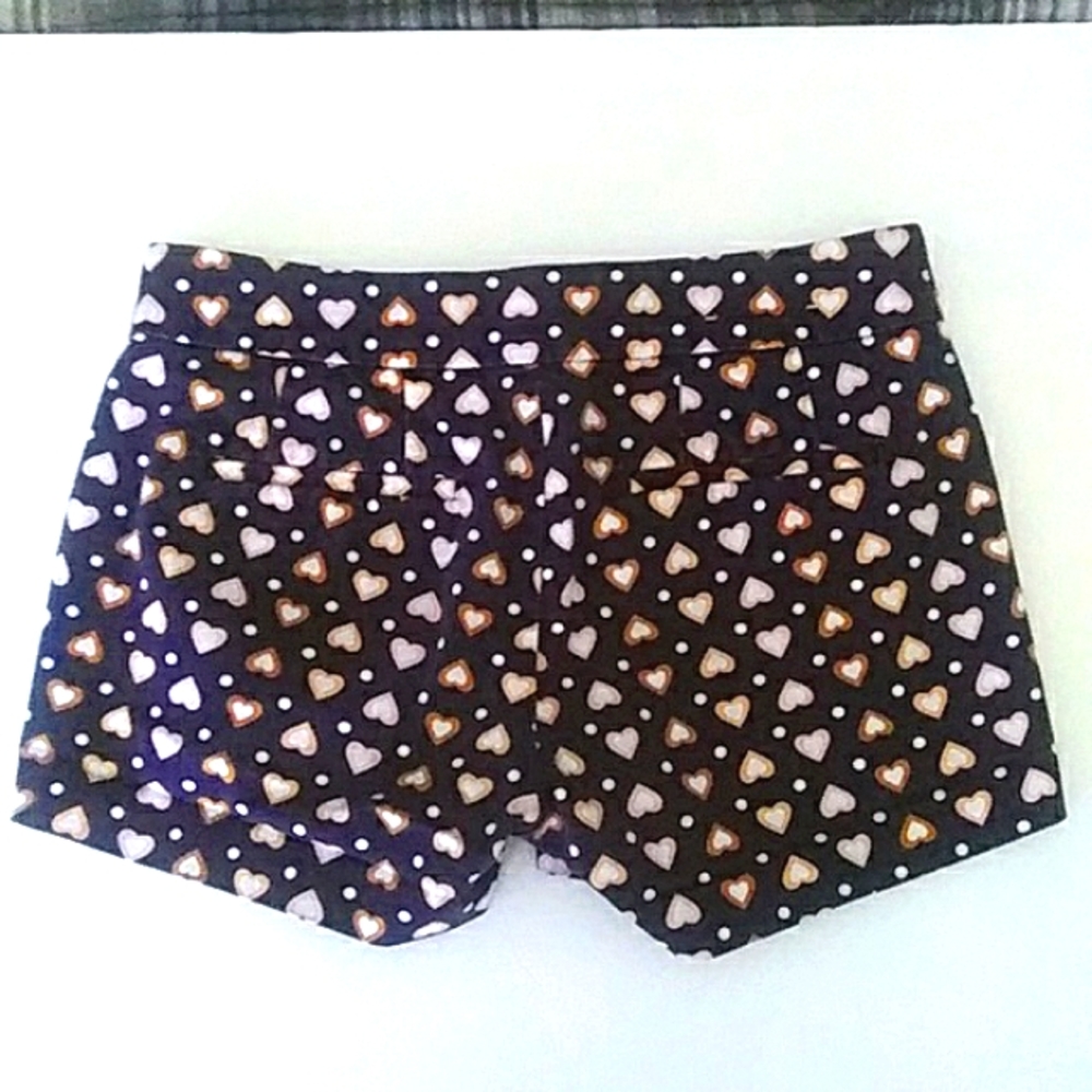 J. Crew Womens Multicolor Short Shorts SZ 00 Hearts Pattern 3" Ins - Picture 5 of 6